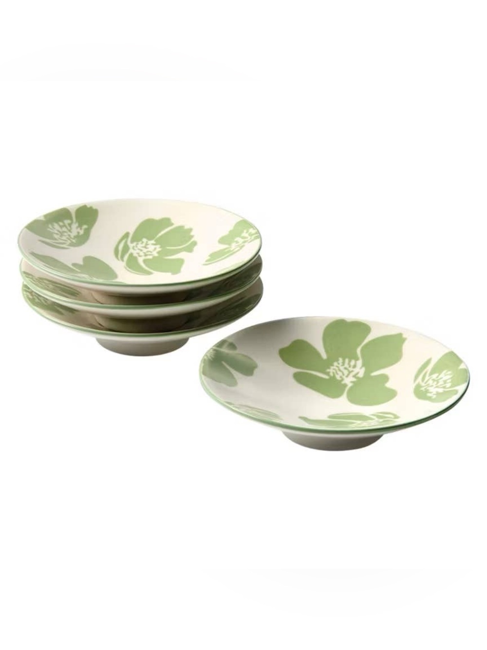 Crofton Stoneware Dishes Dip Plates mint Green White set of 4 ~ 4"
